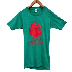 Vintage Unisex 1982 Worlds Fair Single Stitch Healthknit Graphic Crew Neck Tee